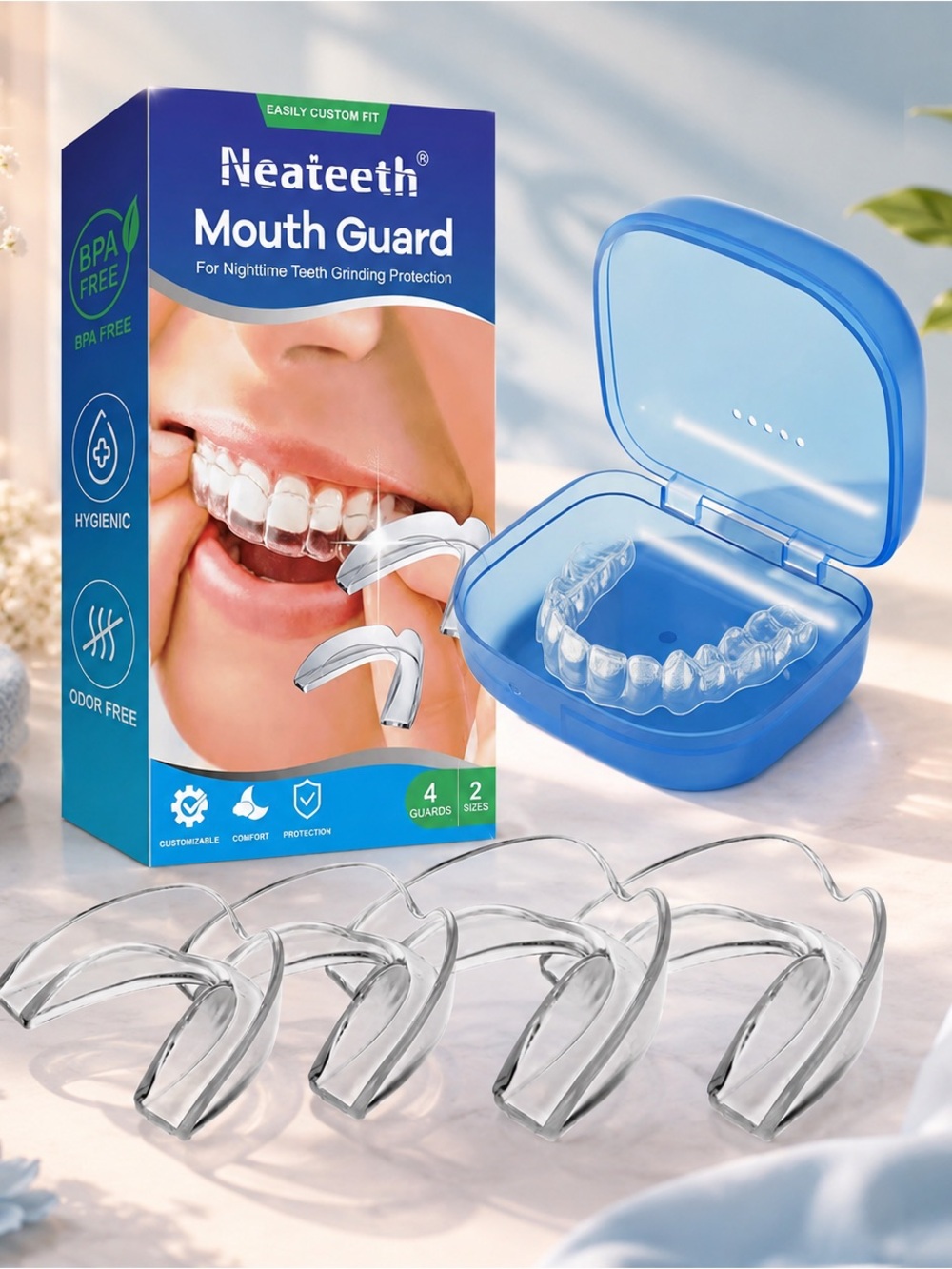 Clear Mouth Guard for Women - Blue Case